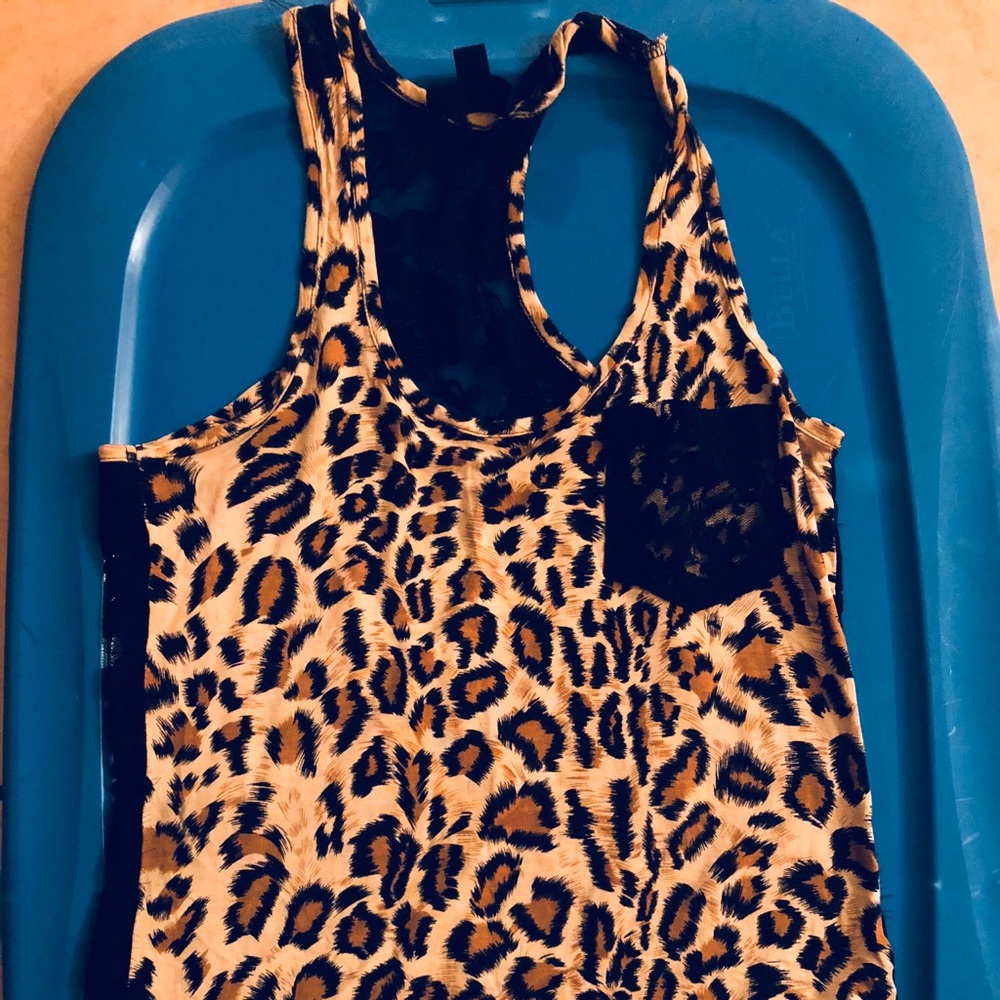 Leopard print top with lace back